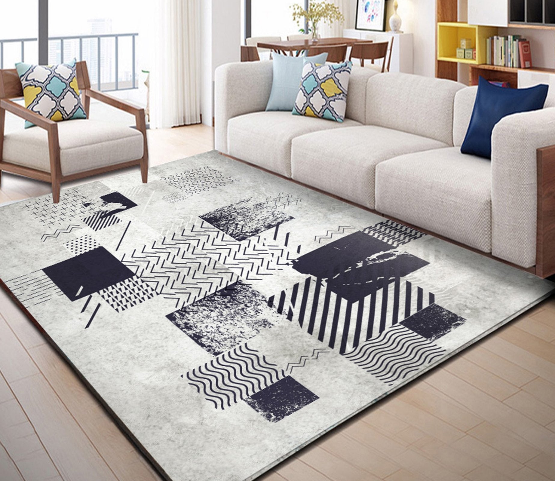 3D Black Lines WG233 Non Slip Rug Mat Mat AJ Creativity Home 