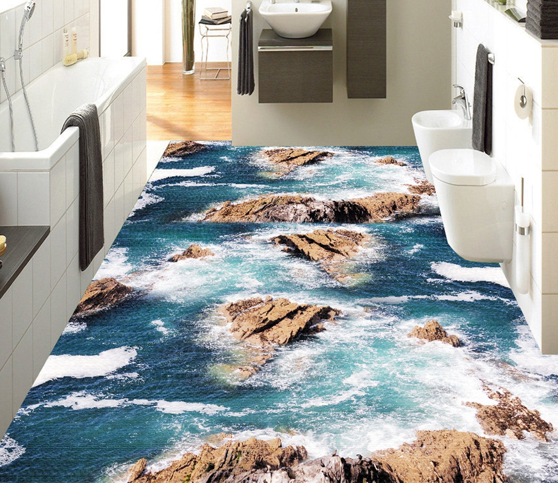 3D Blue Sea Water WG062 Floor Mural Wallpaper AJ Wallpaper 2 