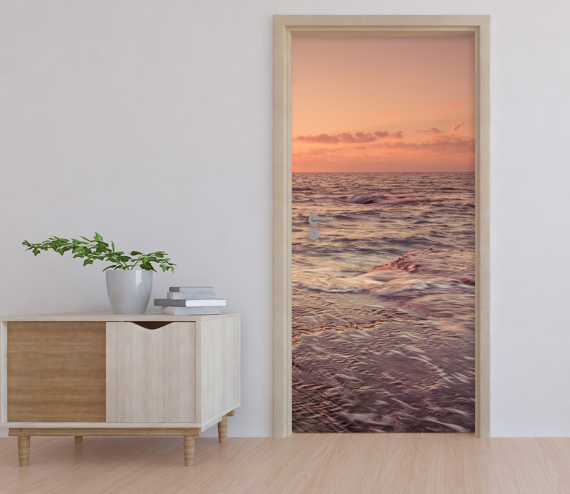 3D Wavess Sunset 106180 Assaf Frank Door Mural