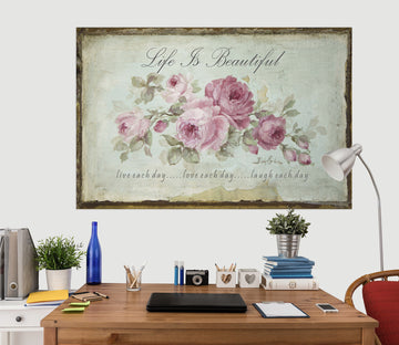 3D Pink Flowers 008 Debi Coules Wall Sticker