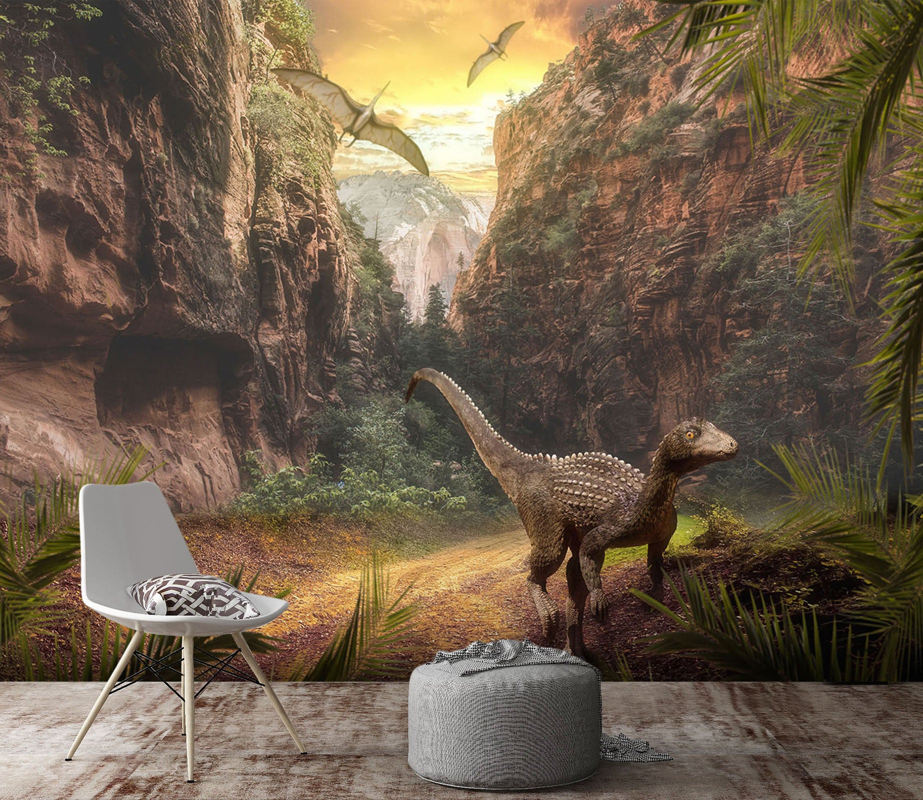 3D Dinosaur Mountain 208 Wall Murals