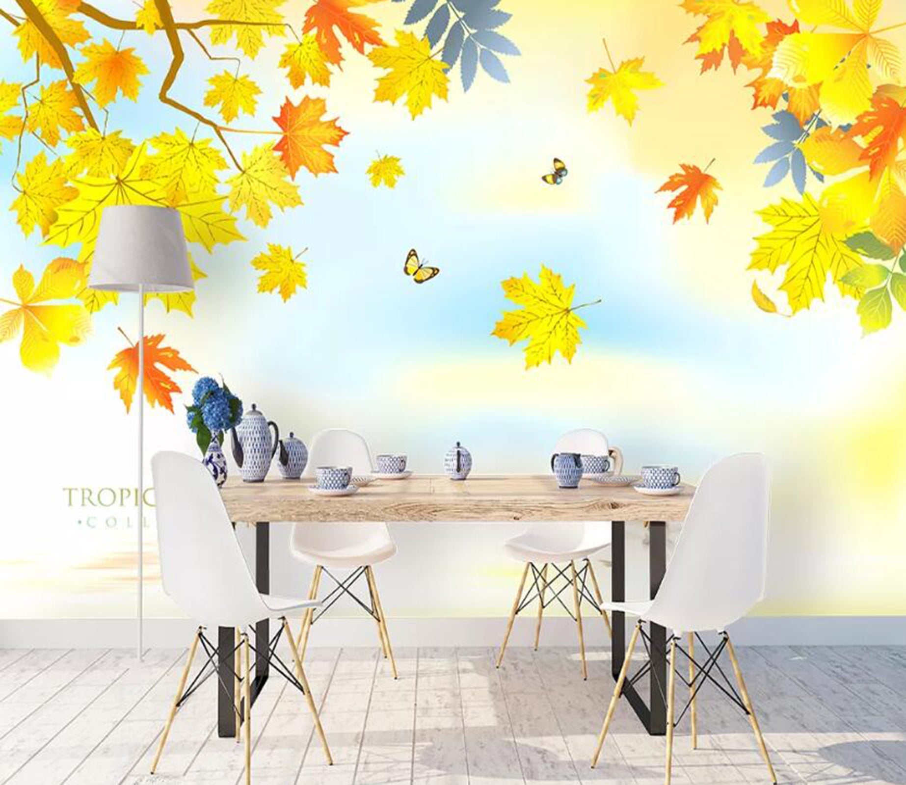 3D Golden Leaves WG45 Wall Murals Wallpaper AJ Wallpaper 2 