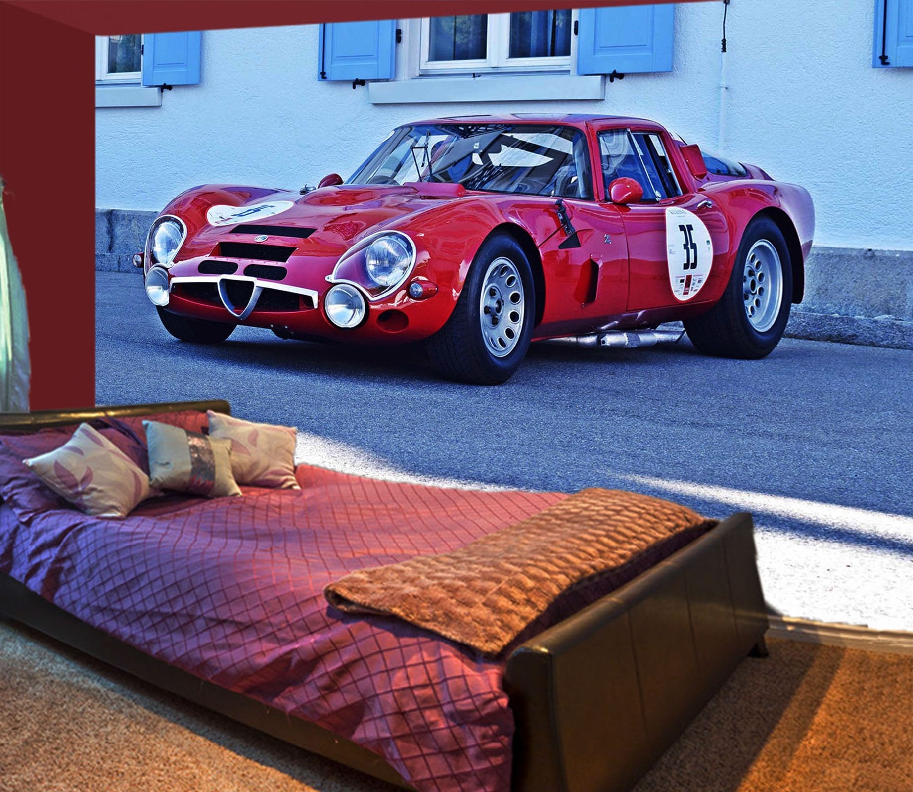 3D Alfa Romeo Red 898 Vehicle Wall Murals Wallpaper AJ Wallpaper 2 