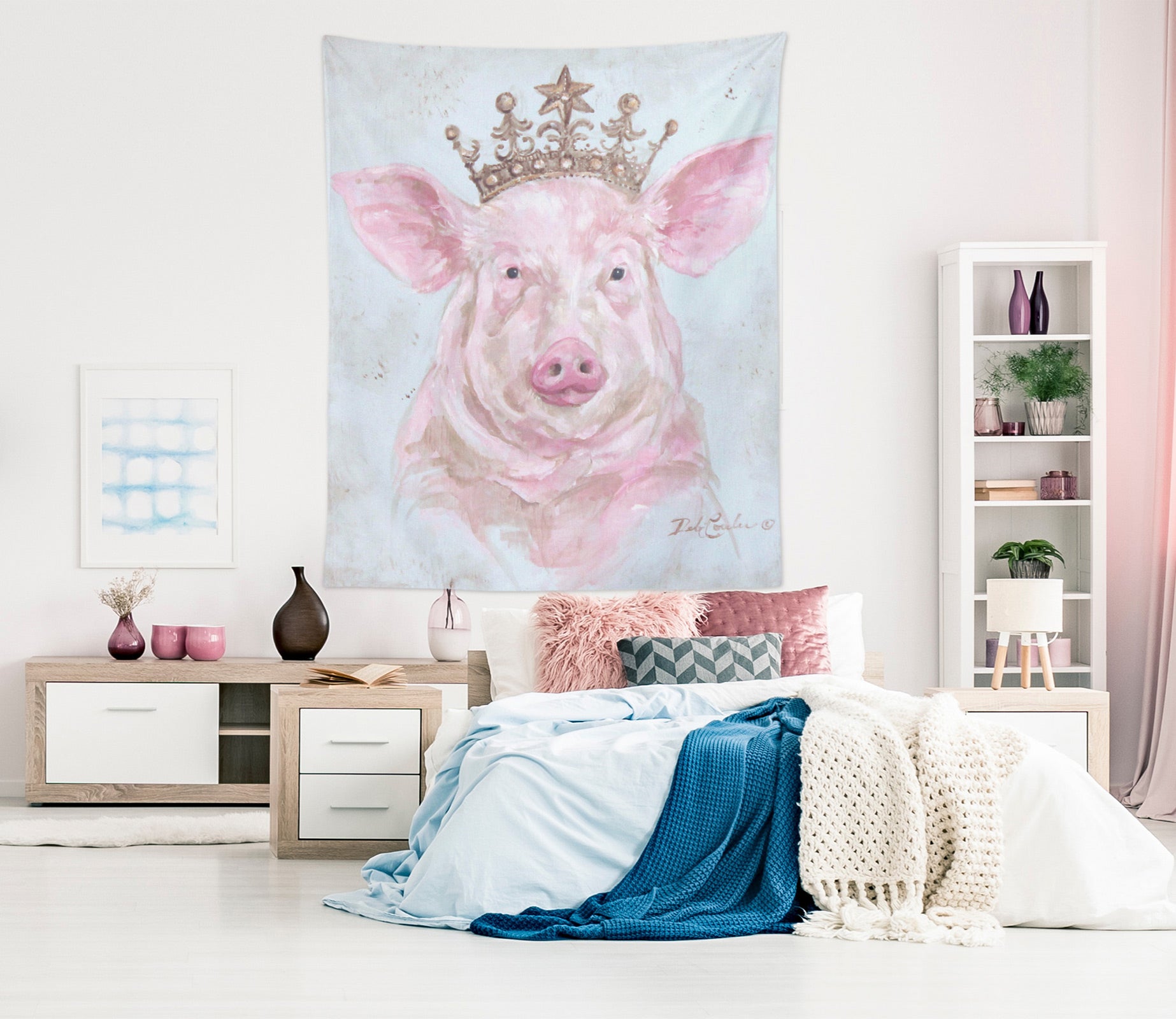 3D Crown Pig 111207 Debi Coules Tapestry Hanging Cloth Hang