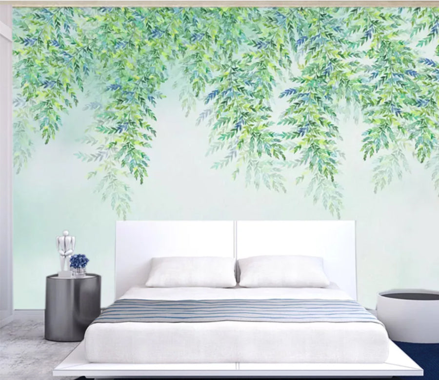 3D Green Leaf WC802 Wall Murals