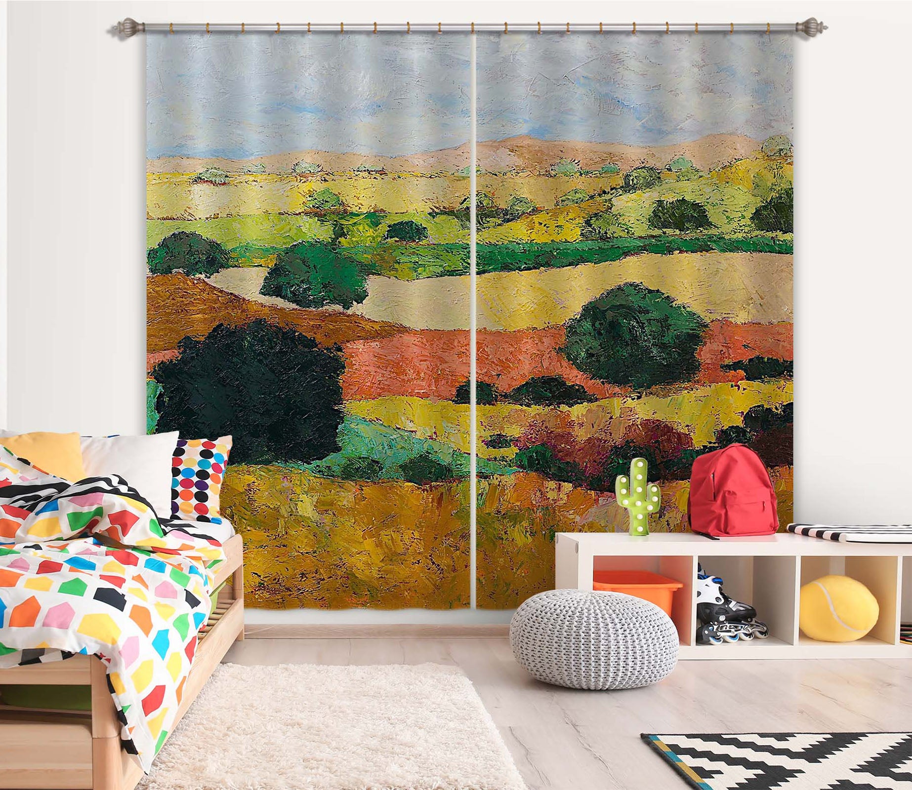 3D Colored Field 149 Allan P. Friedlander Curtain Curtains Drapes