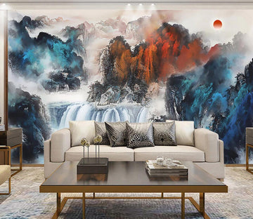 3D Waterfall Mountain WC1217 Wall Murals