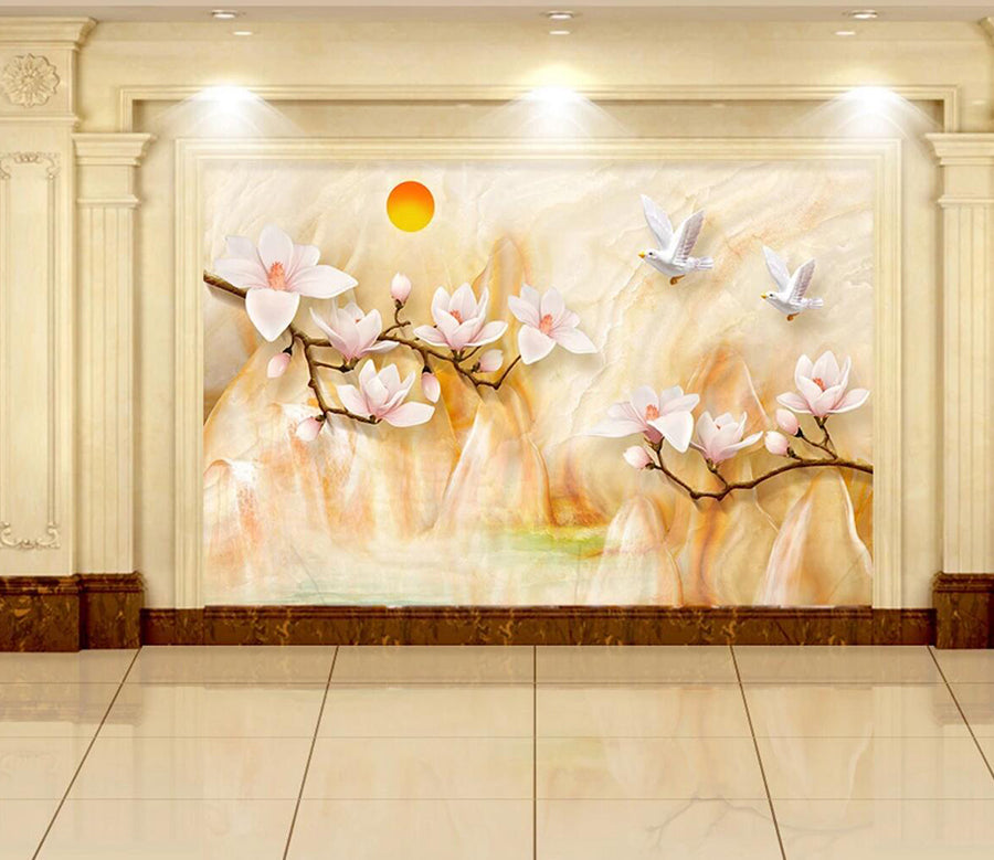 3D Sun White Bird WC489 Wall Murals