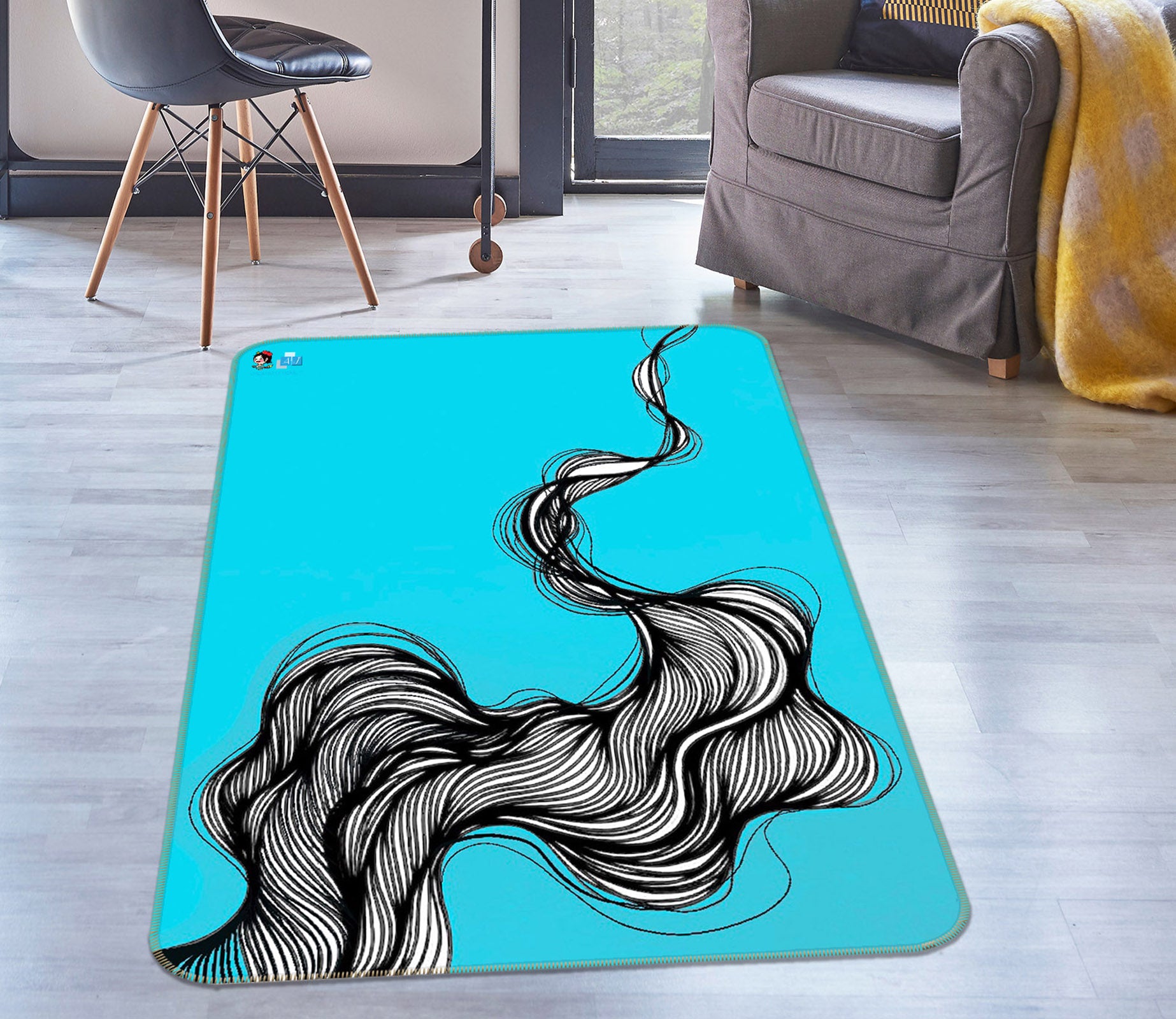 3D Black Lines 8211 Jacqueline Reynoso Rug Non Slip Rug Mat