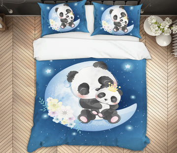 3D Blue Moon Panda 64021 Bed Pillowcases Quilt