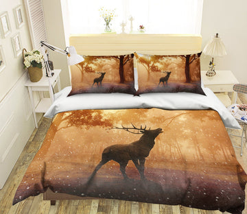 3D Forest Elk 1954 Bed Pillowcases Quilt Quiet Covers AJ Creativity Home 