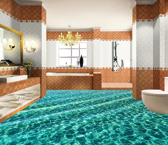 3D Green Ripple WG038 Floor Mural Wallpaper AJ Wallpaper 2 