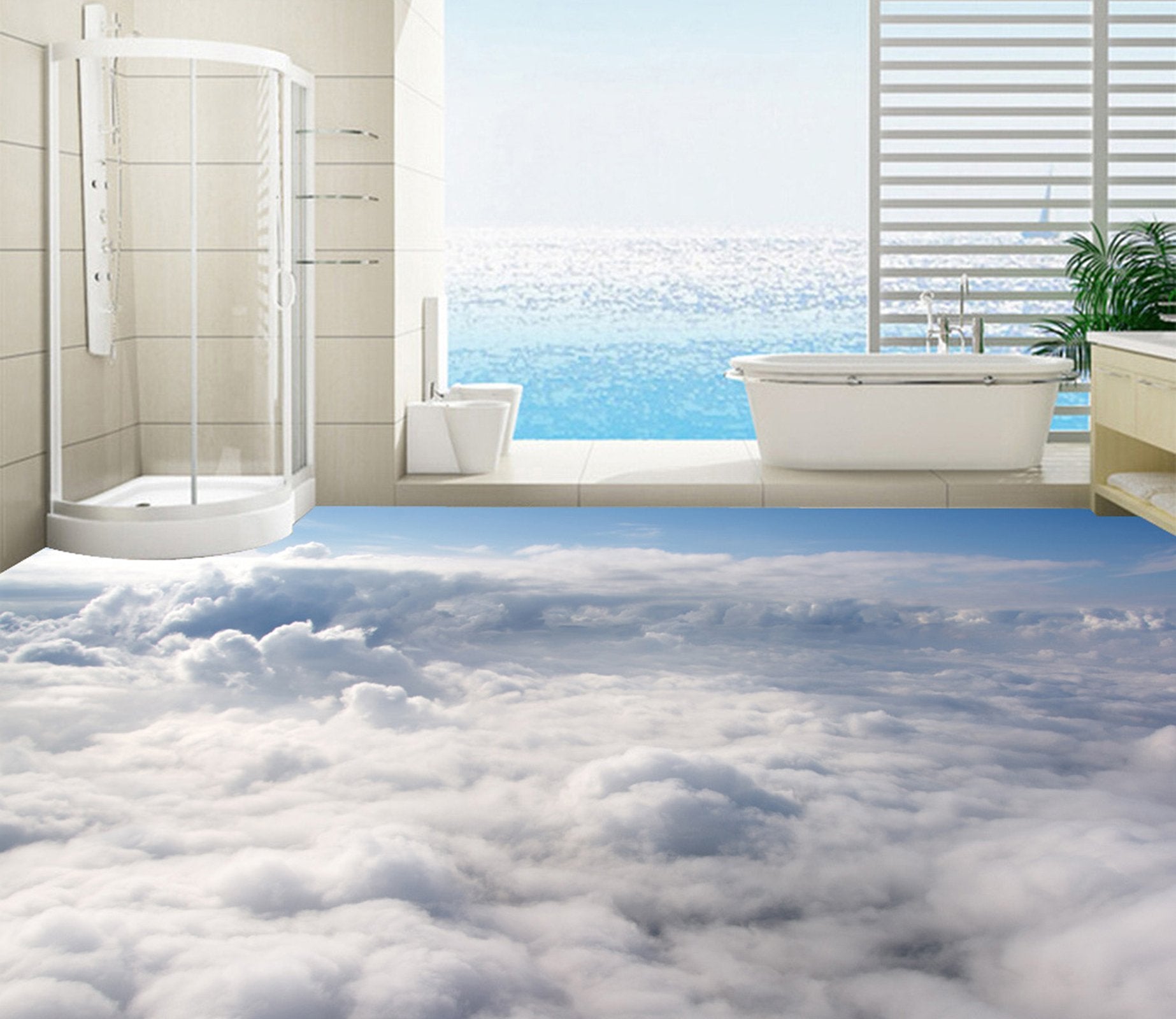 3D White Clouds WG304 Floor Mural Wallpaper AJ Wallpaper 2 