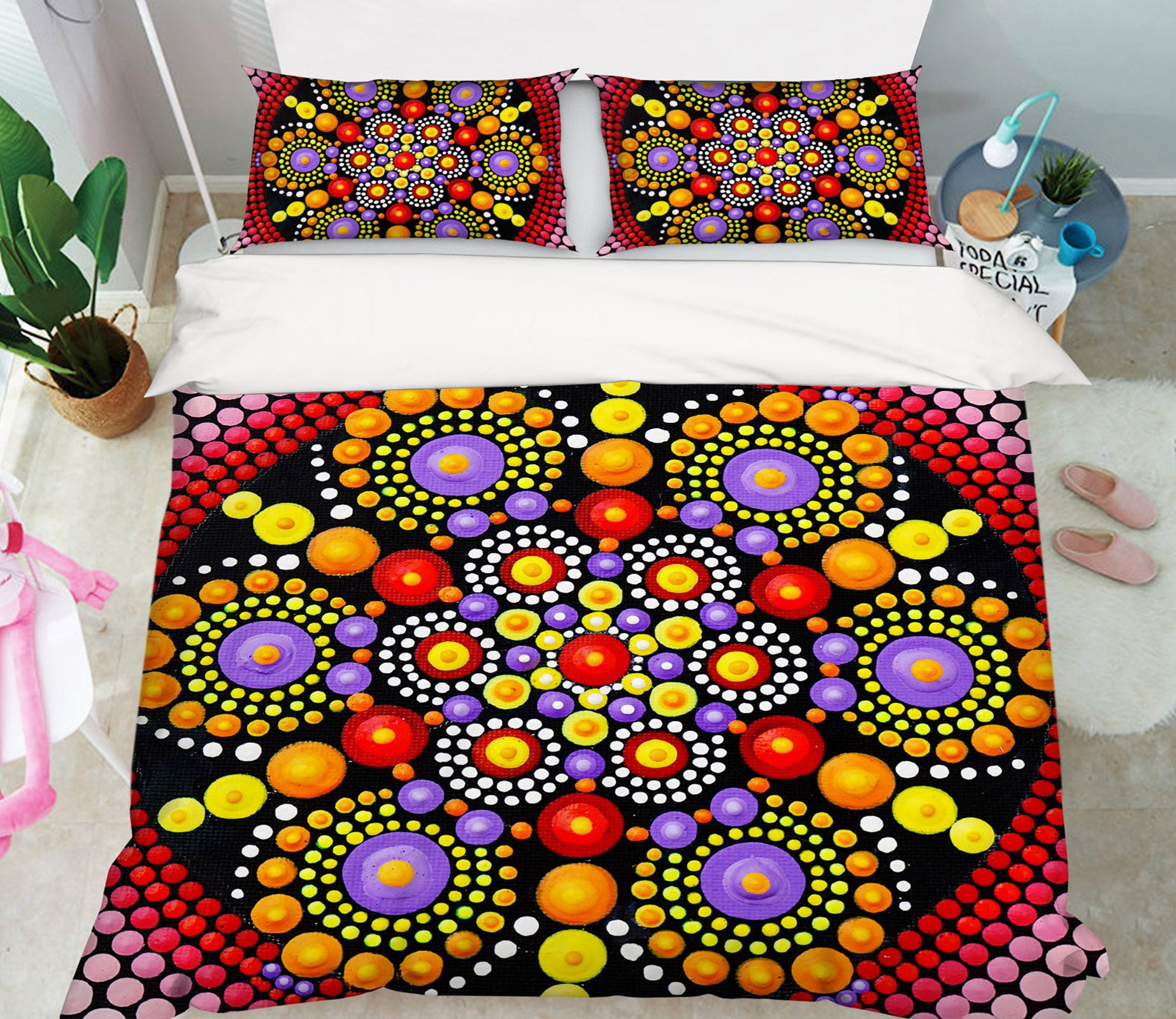 3D Circle Pattern 67006 Bed Pillowcases Quilt