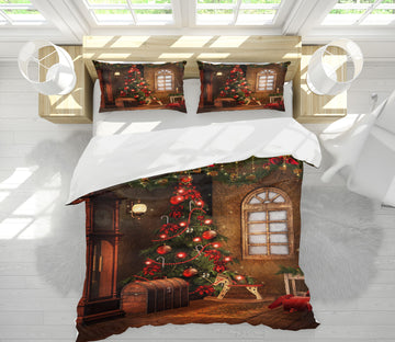 3D Tree Window 52222 Christmas Quilt Duvet Cover Xmas Bed Pillowcases