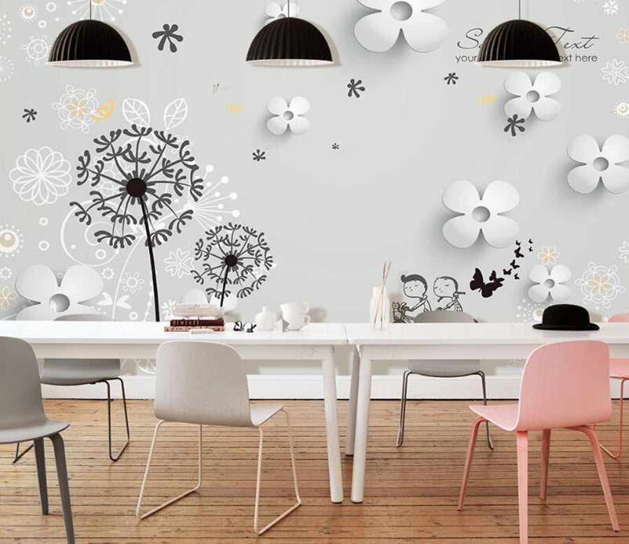 3D Shadow Dandelion 020 Wall Murals