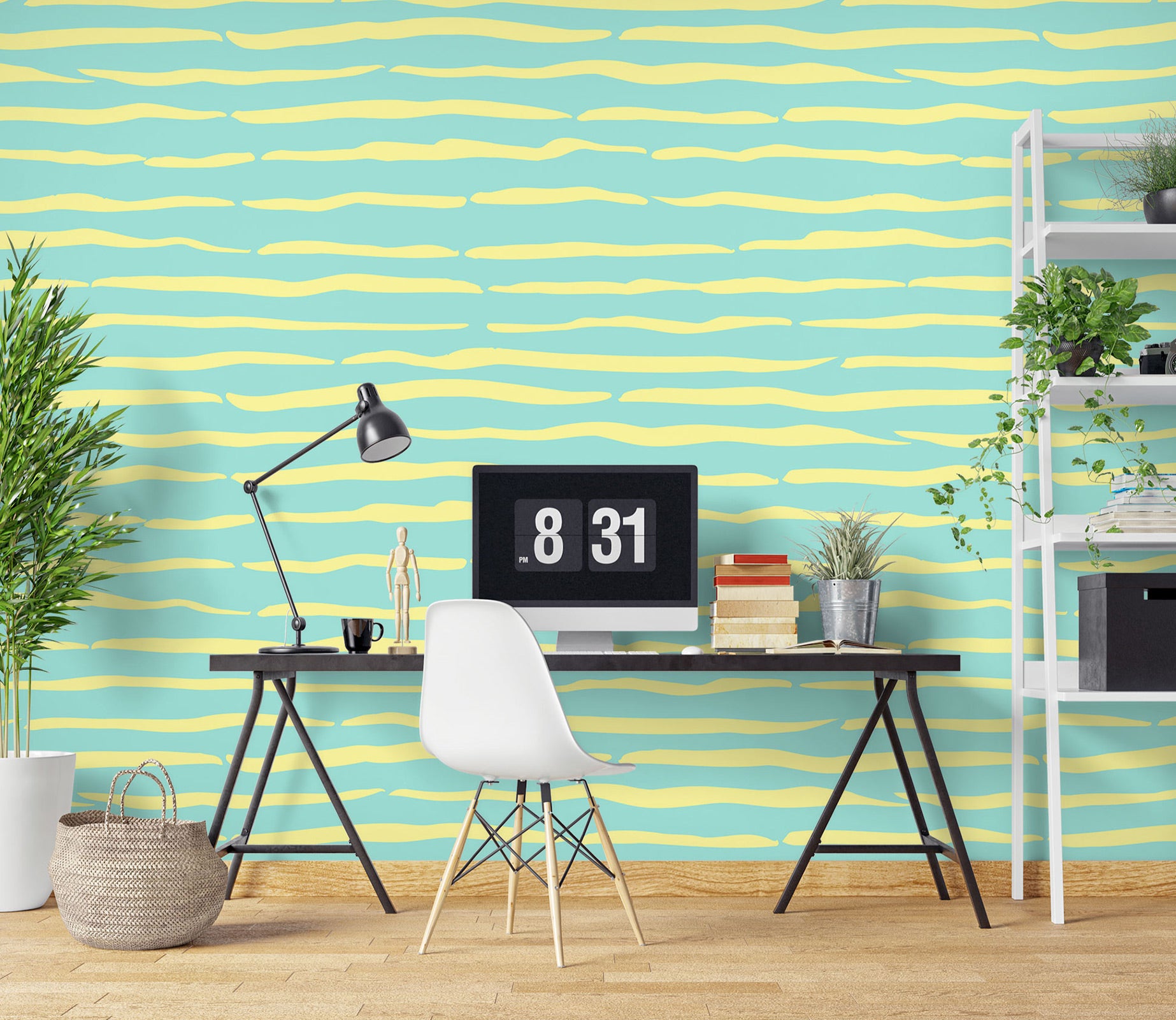 3D Yellow Green Stripes 12093 Kashmira Jayaprakash Wall Mural Wall Murals