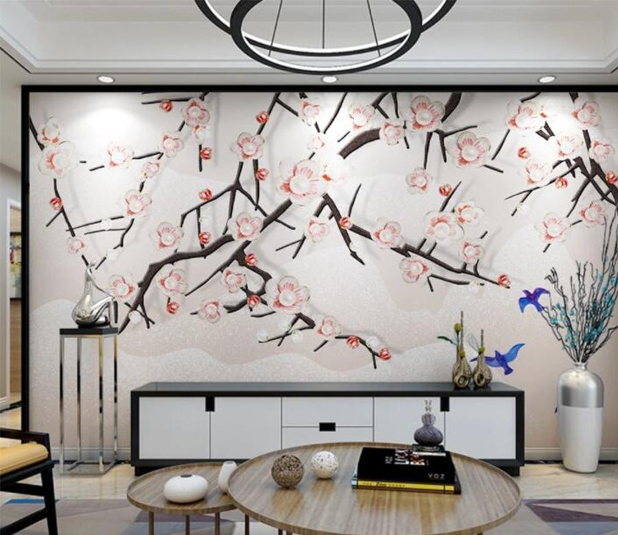 3D Swallow Flower WC1058 Wall Murals