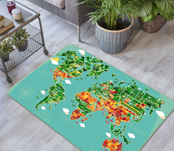 3D Abstract Painting 250 World Map Non Slip Rug Mat