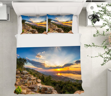 3D Mountain Stone Sky 67091 Bed Pillowcases Quilt