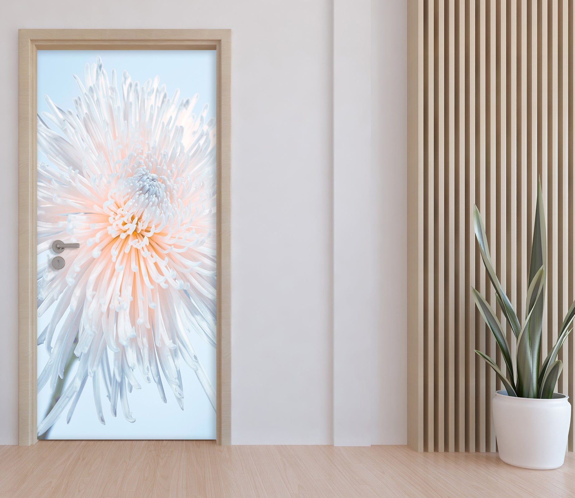 3D White Flowers 106225 Assaf Frank Door Mural