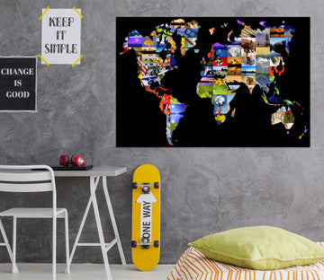 3D Color Art 118 World Map Wall Sticker