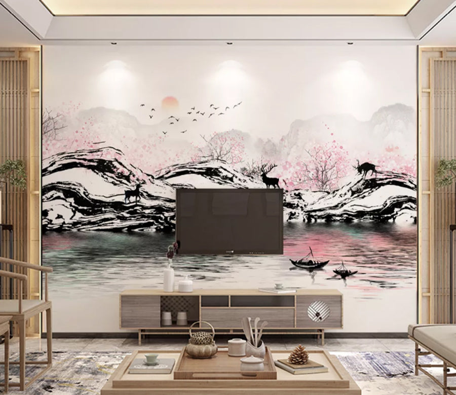 3D Peach Blossom Forest WC1967 Wall Murals