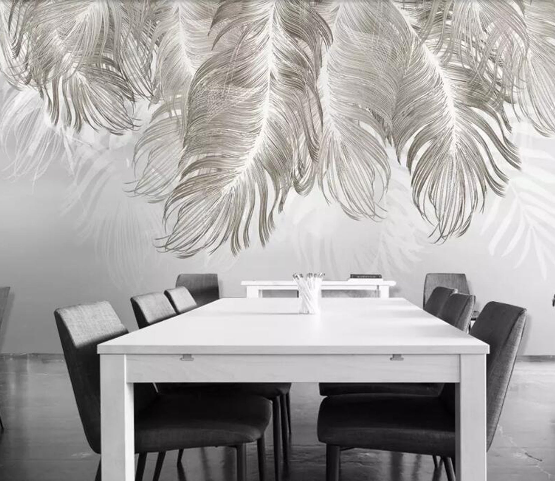 3D Gray Feather WG13 Wall Murals Wallpaper AJ Wallpaper 2 