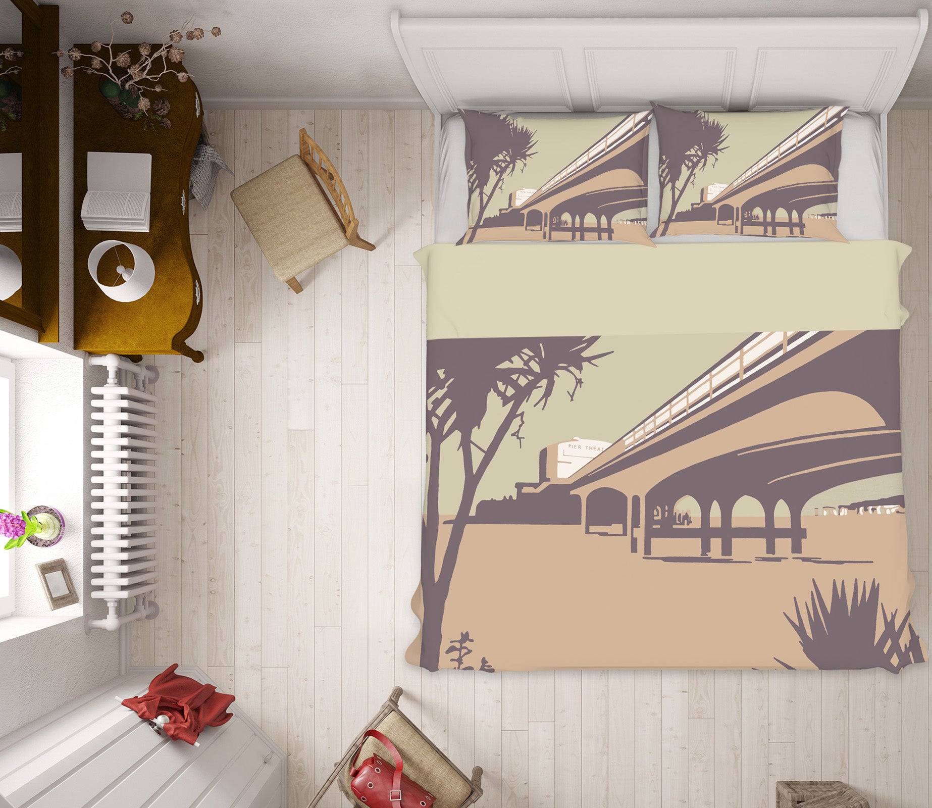 3D Bournemouth Pier Beaches 2005 Steve Read Bedding Bed Pillowcases Quilt