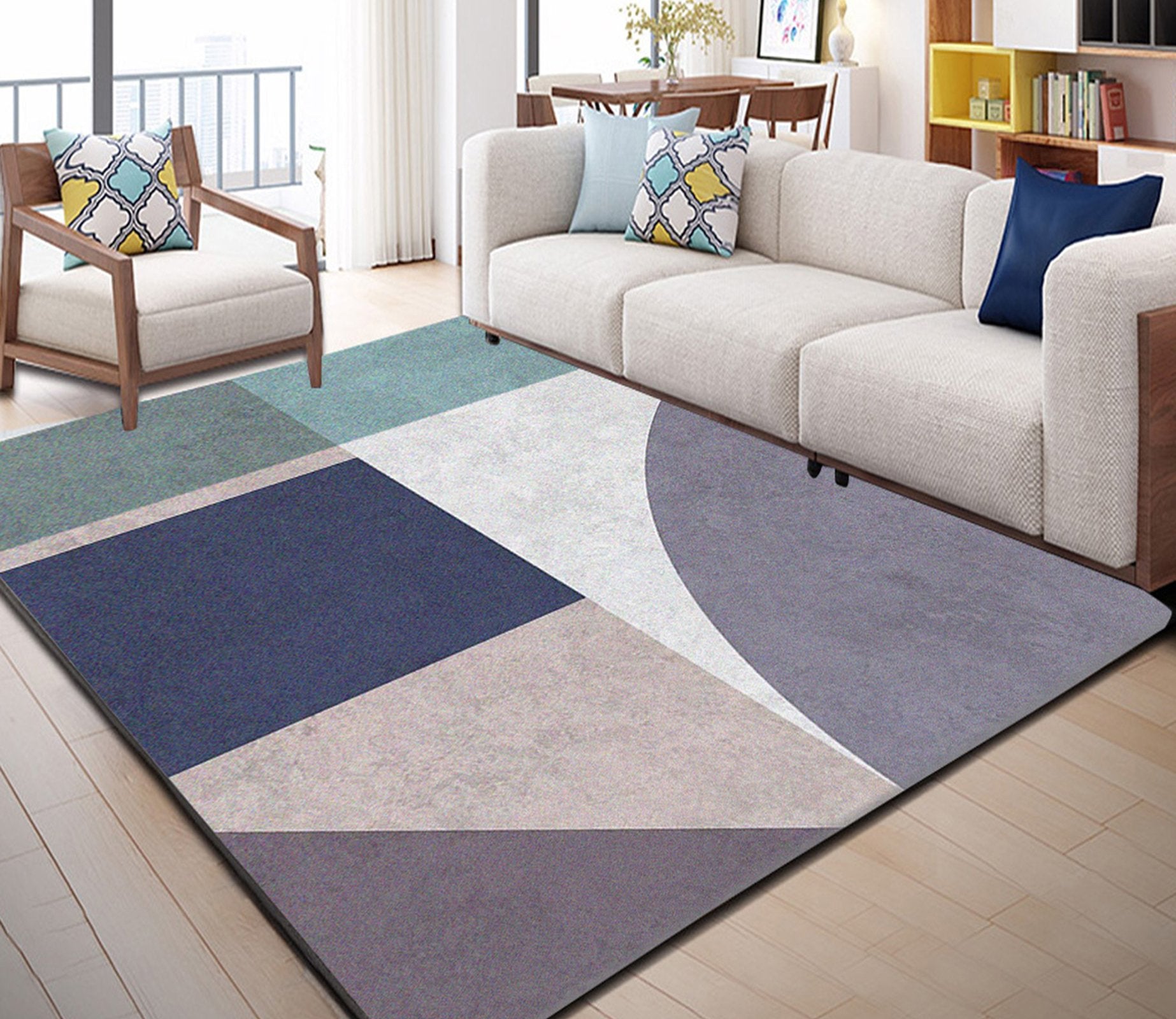 3D Dark Blue Geometry WG060 Non Slip Rug Mat Mat AJ Creativity Home 