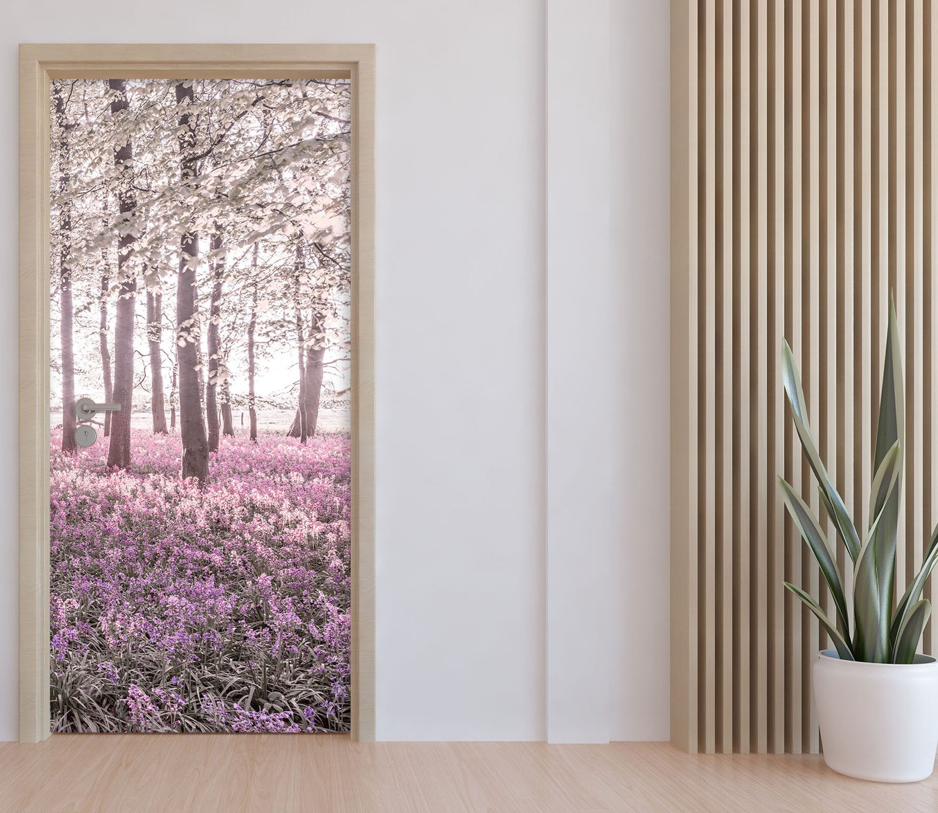 3D Woods Pink Meadow 106161 Assaf Frank Door Mural