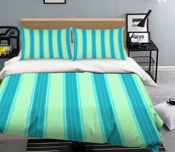 3D Green Vertical Stripes 079 Bed Pillowcases Quilt