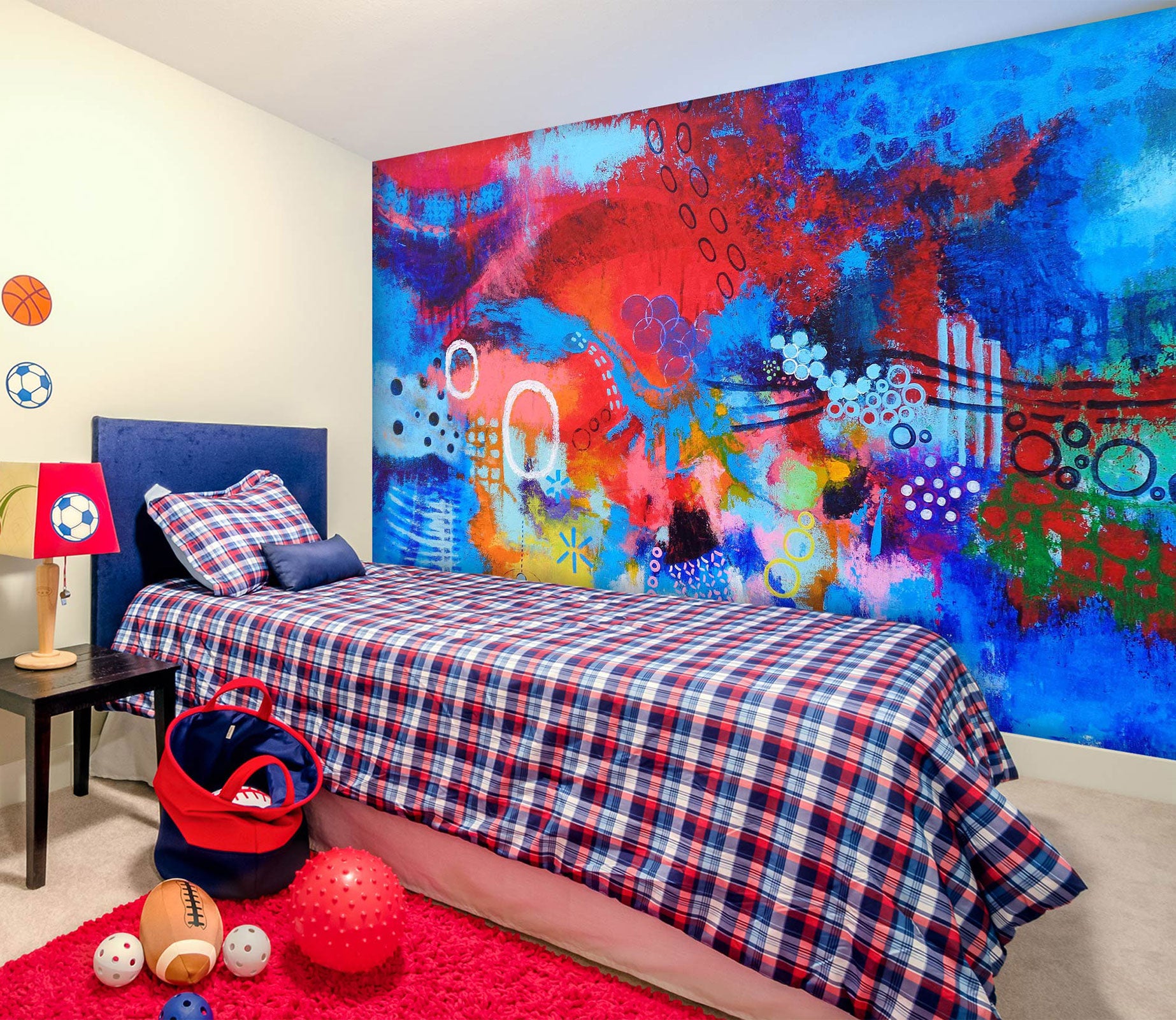 3D Blue Red Circle Pattern 12114 Misako Chida Wall Mural Wall Murals