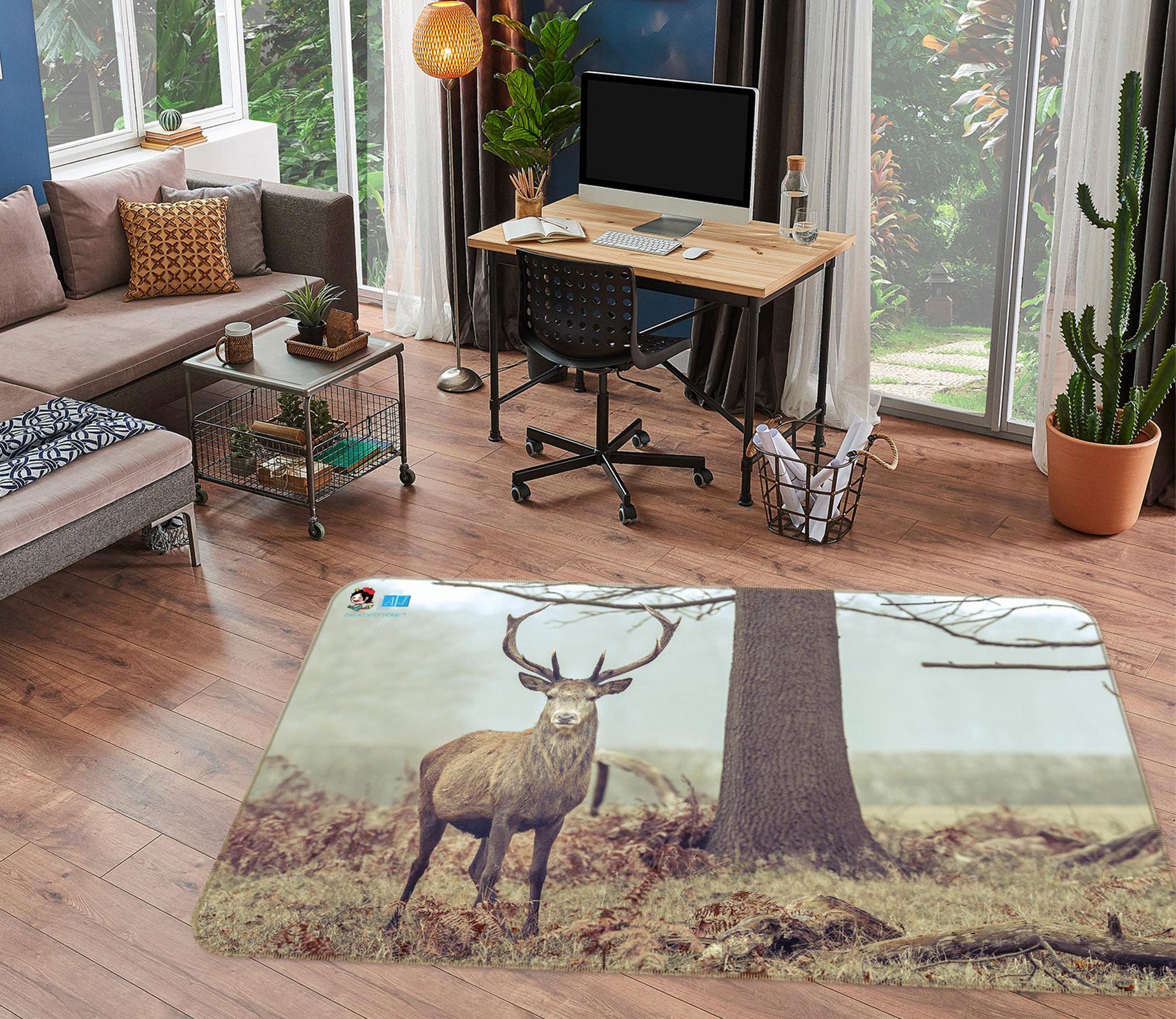 3D Animal Elk 6873 Assaf Frank Rug Non Slip Rug Mat