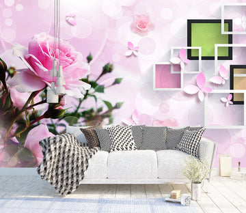 3D Pink Rose WC1882 Wall Murals