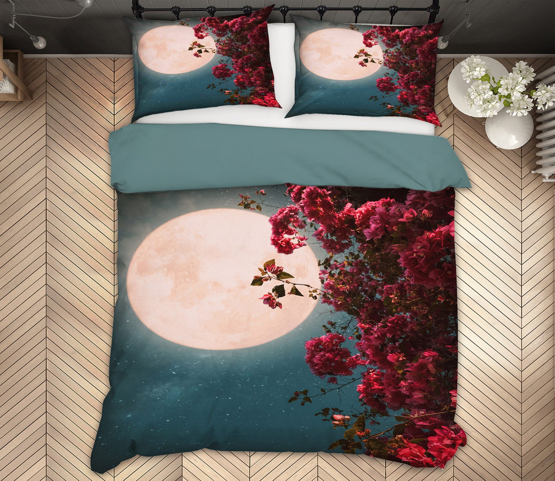 3D Moon Flower Branch 67123 Bed Pillowcases Quilt