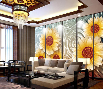 3D Jade Sunflower WC464 Wall Murals