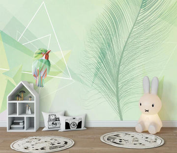 3D Delicate And Elegant Green Feathers 2553 Wall Murals