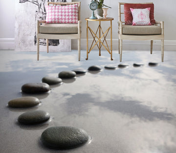 3D Black Round Stone Road 006 Floor Mural  Wallpaper Murals Rug & Mat Print Epoxy waterproof bath floor