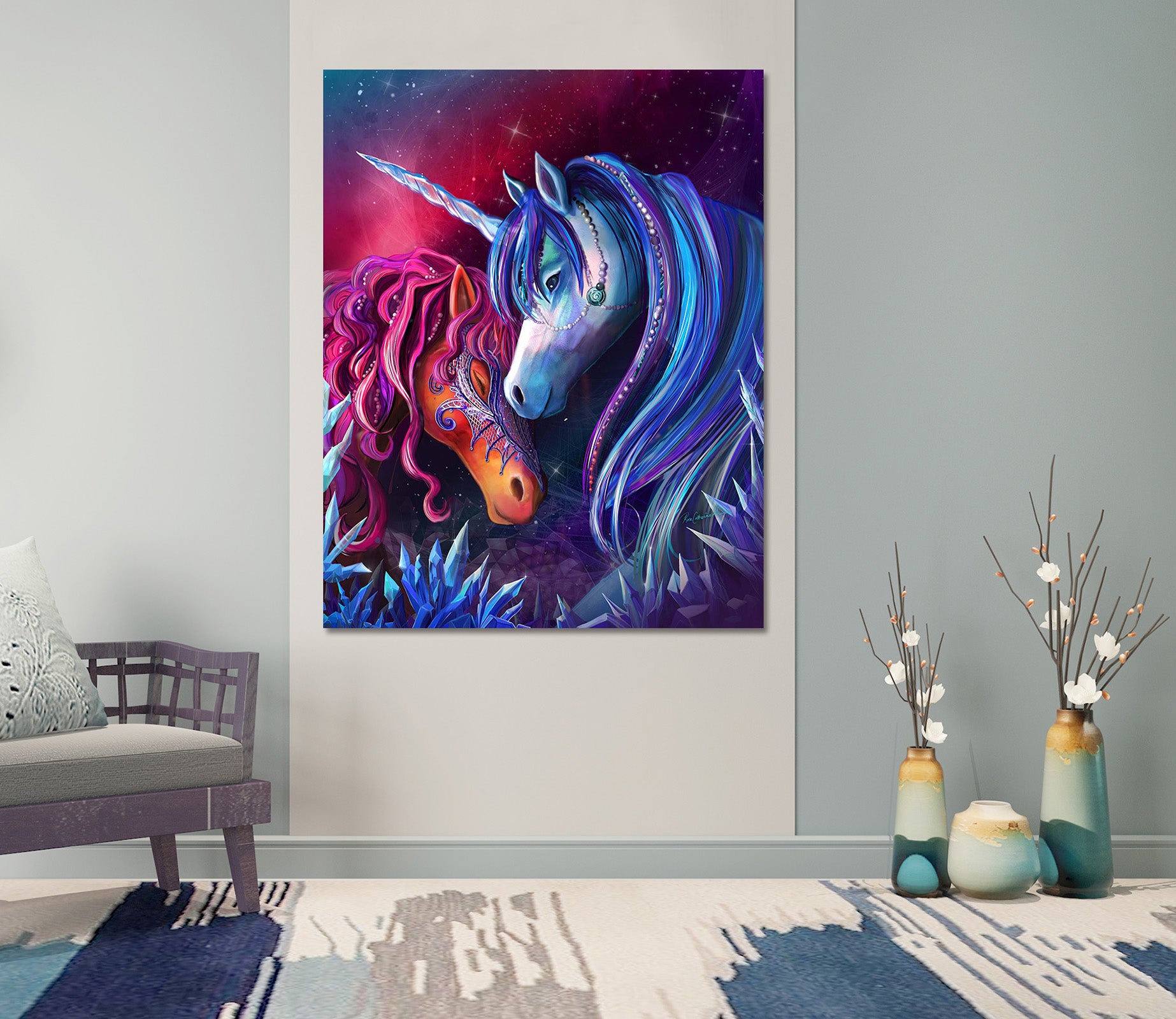 3D Crystal Unicorn 002 Rose Catherine Khan Wall Sticker