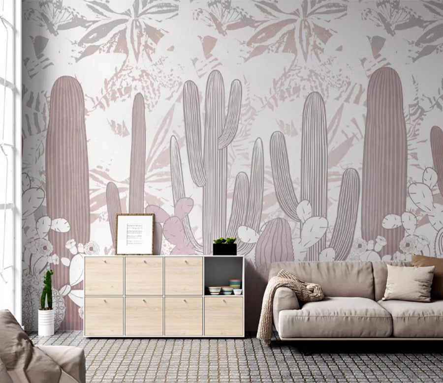 3D Red Cactus WC2377 Wall Murals