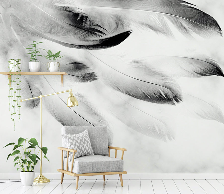 3D Black Feather WG295 Wall Murals