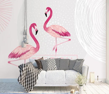 3D Deep Pink Flamingos 942 Wall Murals