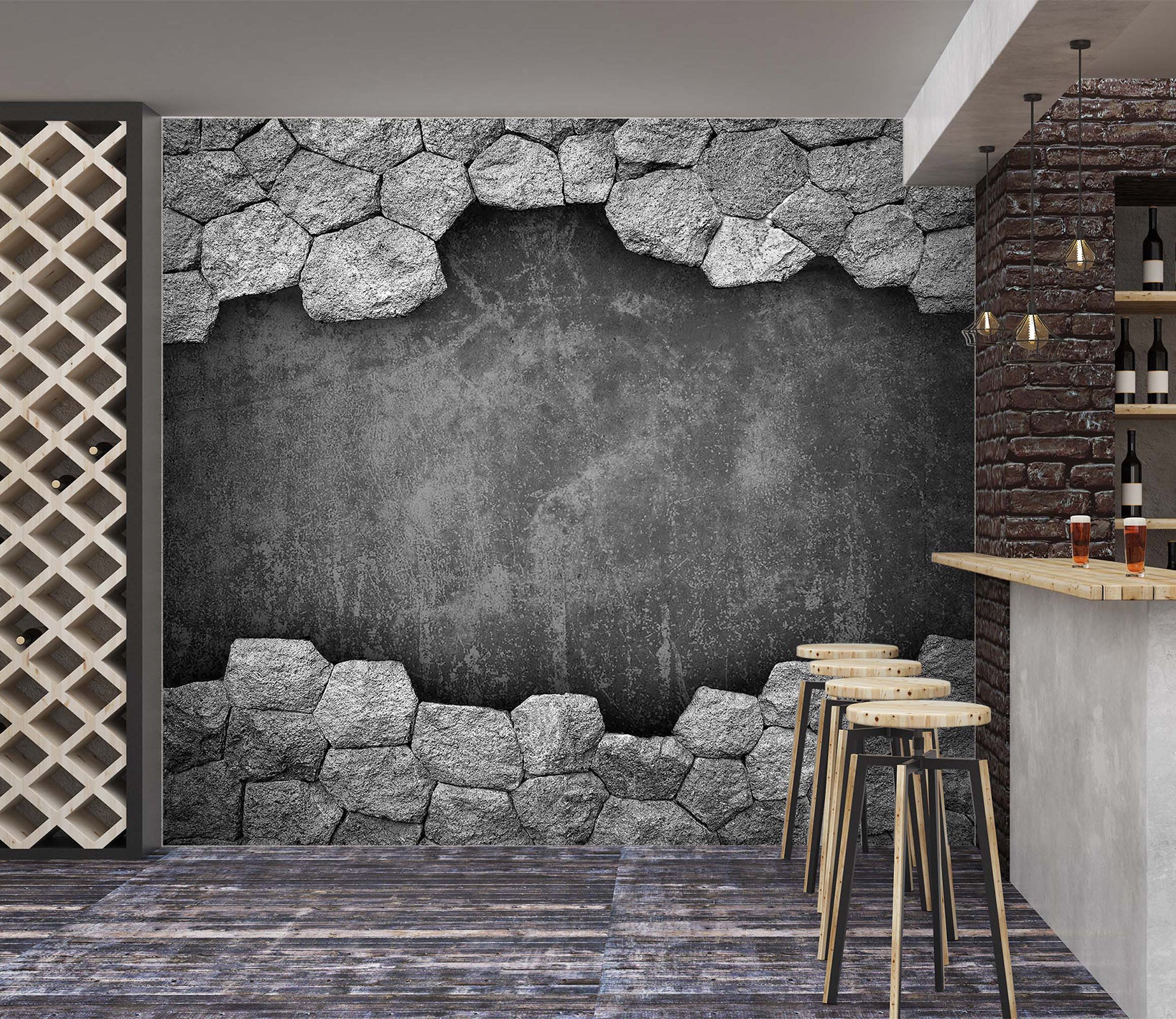 3D Empty Gray 1477 Wall Murals