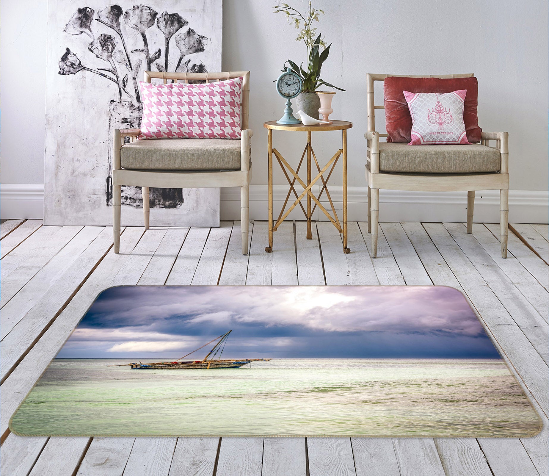 3D Sea Boat 1102 Marco Carmassi Rug Non Slip Rug Mat