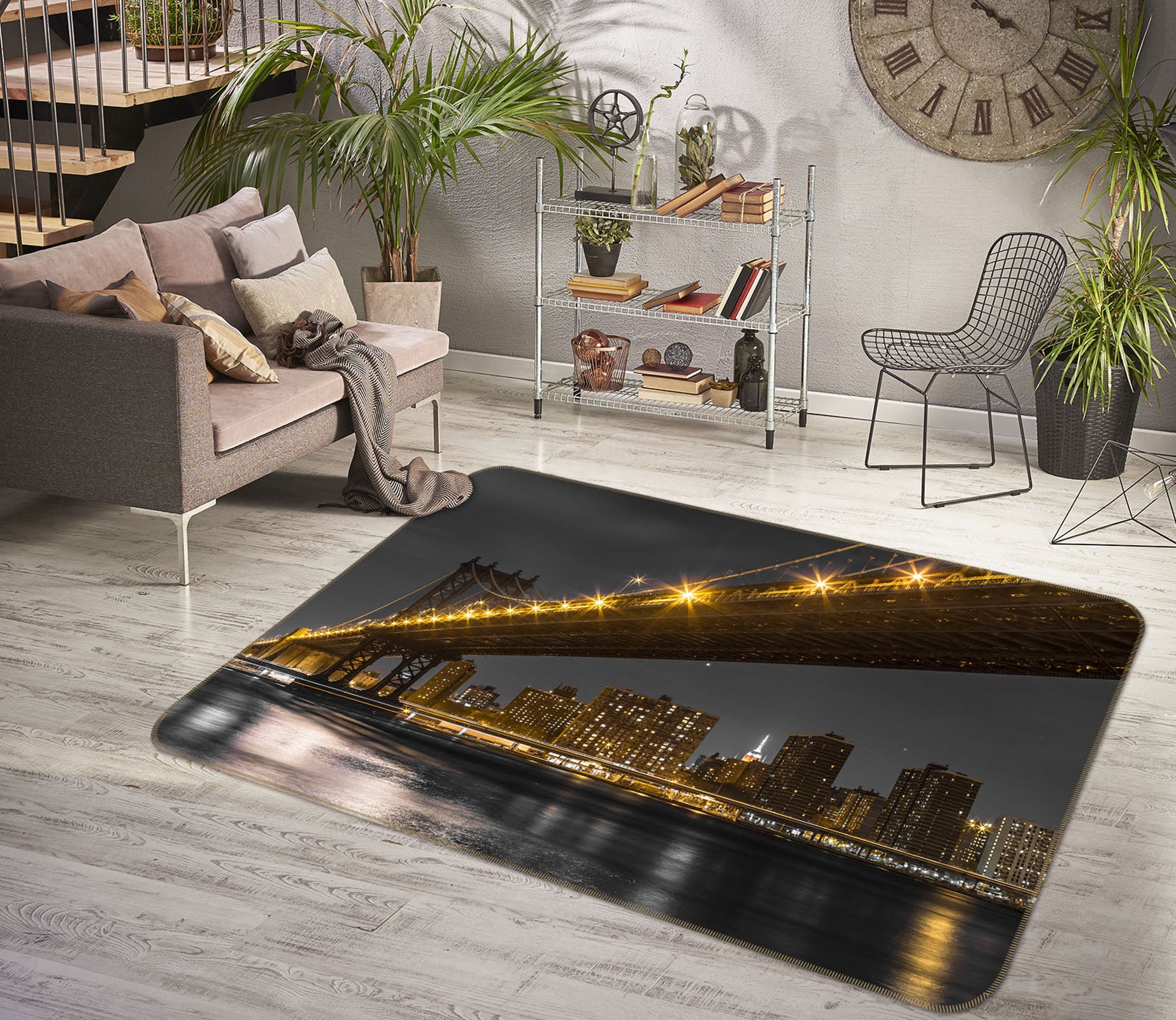 3D New York Bridge 112 Assaf Frank Rug Non Slip Rug Mat