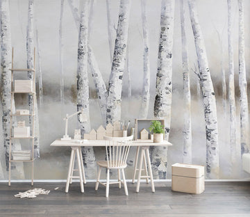 3D White Woods WC378 Wall Murals