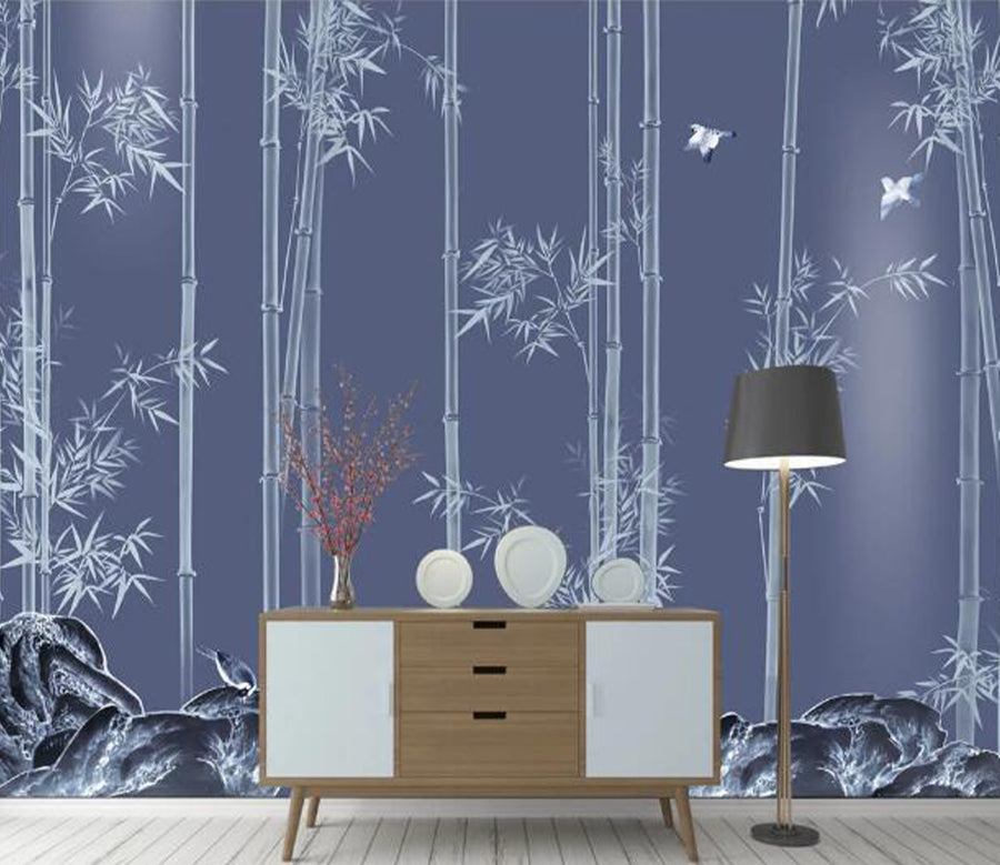 3D Bamboo Stones WC1948 Wall Murals