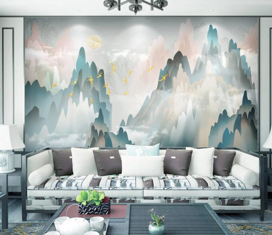 3D Green Mountain WC1805 Wall Murals