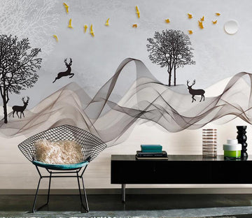 3D Jumping Deer WC2078 Wall Murals